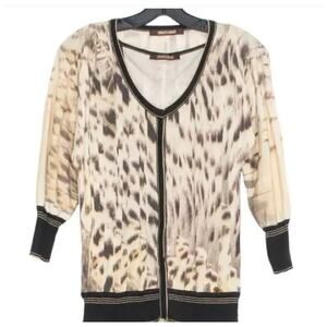 Roberto Cavalli Cashmere & Silk Cardigan 42 (US 6 / S) Old Money Animal Classy